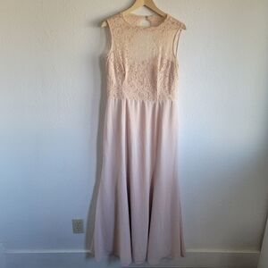 Dessy Collection Plus Size Blush Lace Classy Bridesmaid Dress Womens Size 16